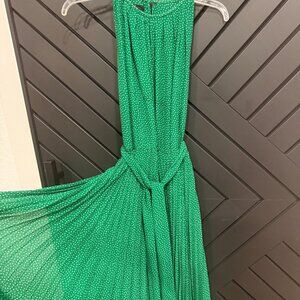 Carolina Herrera Sleeveless Green Dress with white dots.